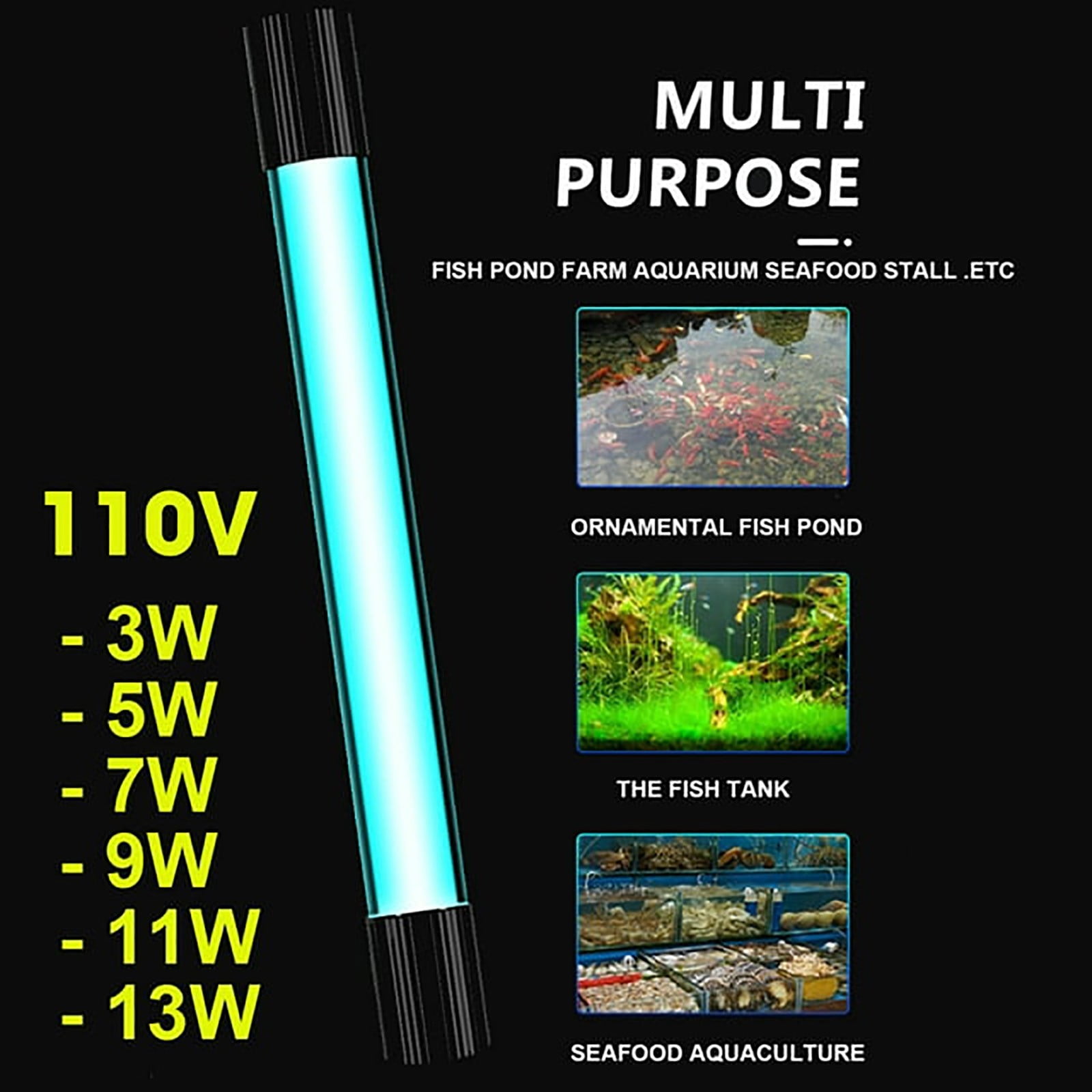 LumcQaQ 9w Fish Tank Uv Sterilization Lamp,Aquarium Light Lamp ...