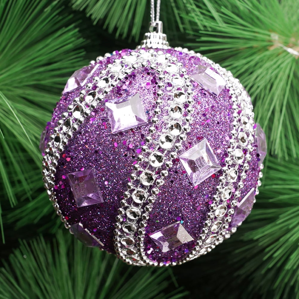 LumcQaQ Clearance Diamond Bead Chain HighEnd Christmas Ball Purple