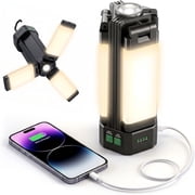 2200LM Rechargeable Camping Lantern, 10400mAh Camping Light with Power Bank, 3-Panel Adjustable Lantern for Power Outages, Magnetic Base, Hook, 5 Modes, IPX5 Waterproof