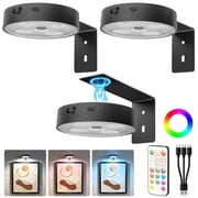 Rechargeable Picture Lights for Wall, 12 RGB Colors & Dimmable Frame Lights, Wireless Magnetic Poster Light with Timer & Remote Control, for Art Display, Photos, Wall Decor, 3 Pack