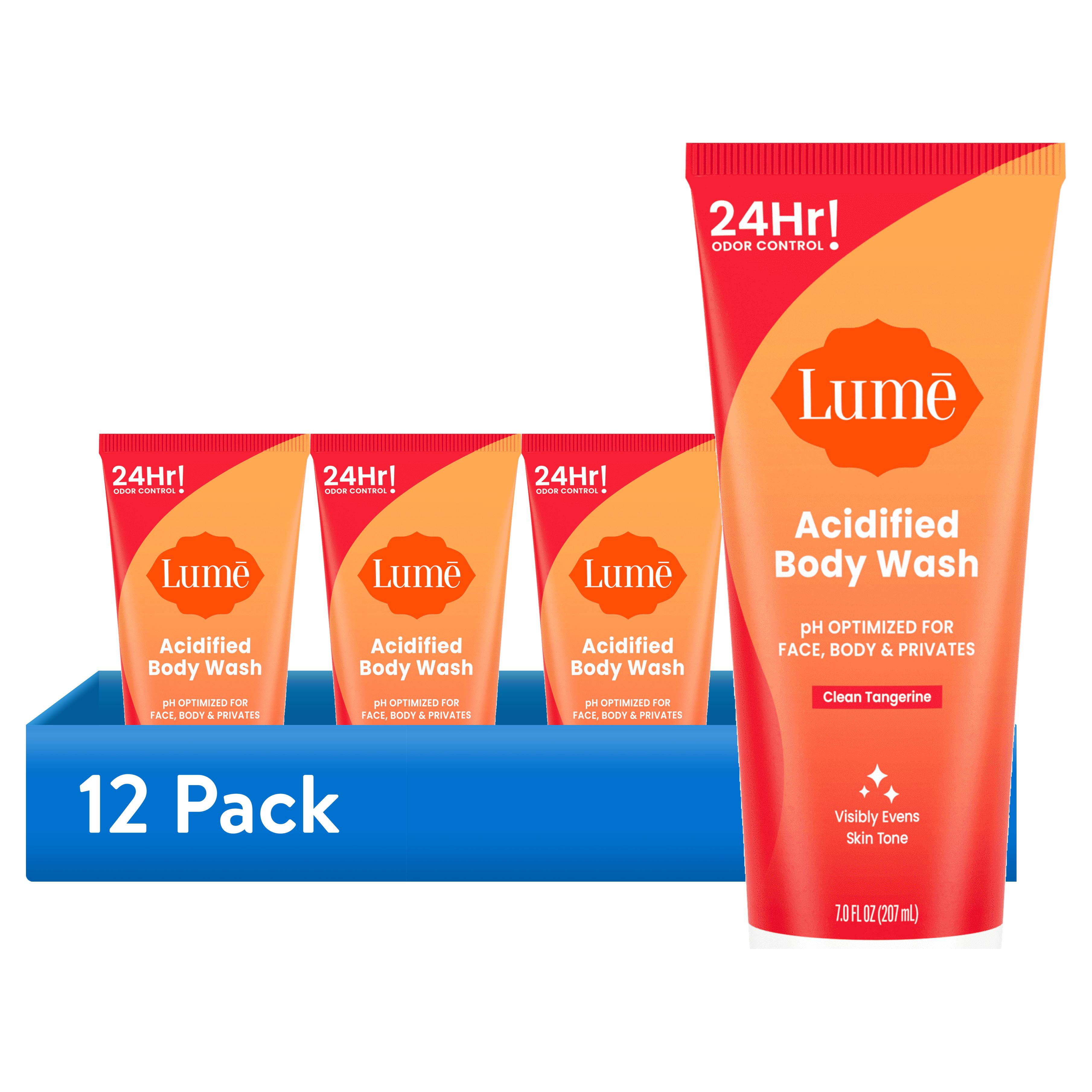 (12 pack) Lume Acidified Feminine Wash & Body Wash, Sensitive Skin, Clean Tangerine, 7 fl oz
