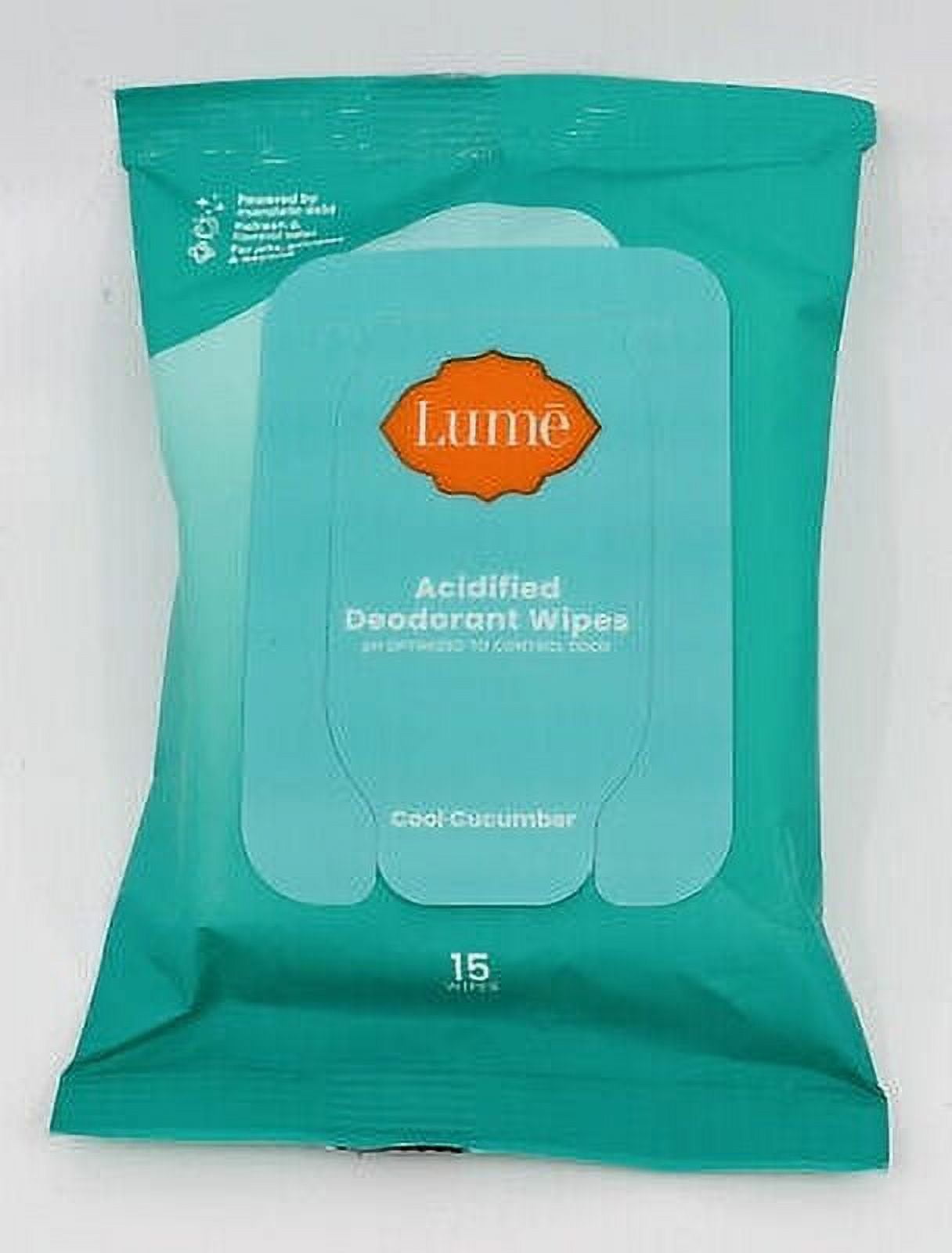 Lume Acidified Deodorant Wipes 15 Count NEW FORMULA