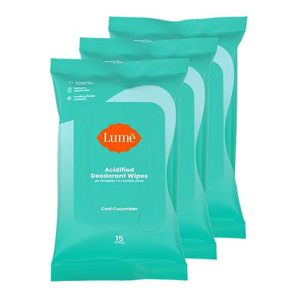 Lume Acidified Deodorant Wipes 24 Hour Odor Control Aluminum Free