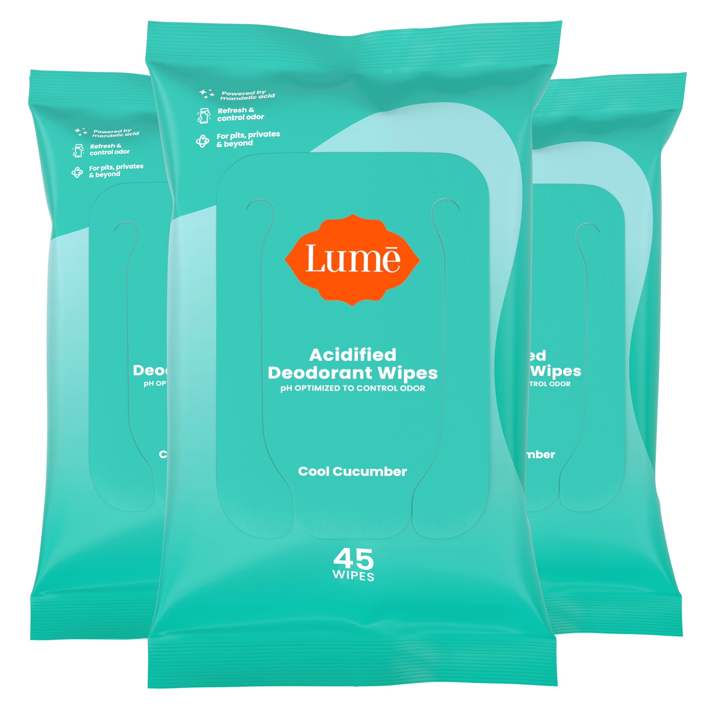 Lume Acidified Deodorant Wipes 24 Hour Odor Control Aluminum Free