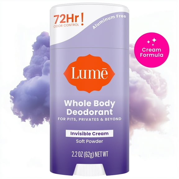 Lume Whole Body Womens Deodorant - Invisible Cream Stick - Aluminum Free - Soft Powder - 2.2oz