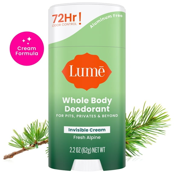 Lume Whole Body Womens Deodorant - Cream Stick - Aluminum Free - Fresh Alpine Scent - 2.2oz