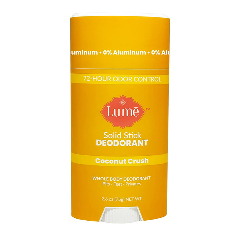 Lume Solid Deodorant Stick - Whole Body Deodorant - Aluminum-Free Baking  Soda-Free Hypoallergenic Safe For Sensitive Skin - 2.6 Ounce Solid Stick  Two-Pack (Clean Tangerine)