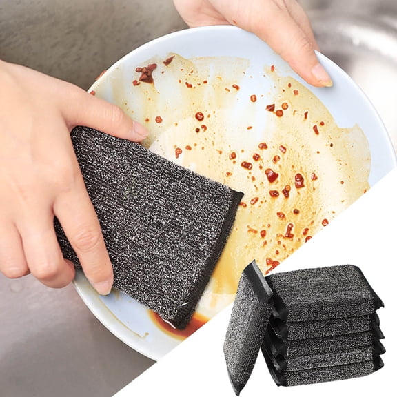 Lume Wear 6 Pcs Double Sided Scouring Pad a Non Scratch Wire Cleaning Sponge for Scrubbing Pots Pans and Cookware. A Heavy Duty Descaling Sponge Wipe for Stubborn Food Residue and Grease