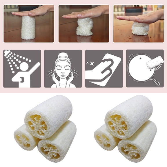 Lume Wear 6 Pcs Natural Loofah Sponges 10 cm a Biodegradable Exfoliating Body Scrubber for Bath and Shower. A Soft Eco Friendly Bathroom Sponge for Exfoliating Dead Skin and Smoothing Skin