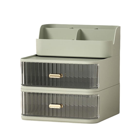 Lume Wear Acrylic Makeup Organizer a Clear Vanity Storage Solution with 2 Tier Large Drawers. A Spacious Display Cabinet with Partitioned Compartment for Brushes Eyeshadow and Beauty Supplies