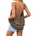 thumbnail image 1 of Lume Wear Backless Tops for Women Backless Top Women 2026 Summer Fashion Linen Flowy Pleated Sleeveless Blouses Casual Cami Tank Tops Tee with Back Tie S&Brown, 1 of 6