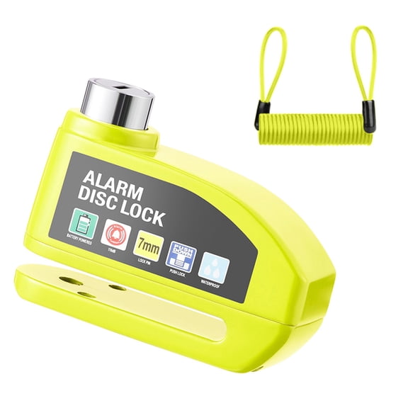 Lume Wear Bicycle Disc Brake Lock with Alarm a Heavy Duty Anti Theft Lock for Bike And Motorcycle. A 110 DB Loud Motion Sensor Lock with Reminder Cable for Riding Security