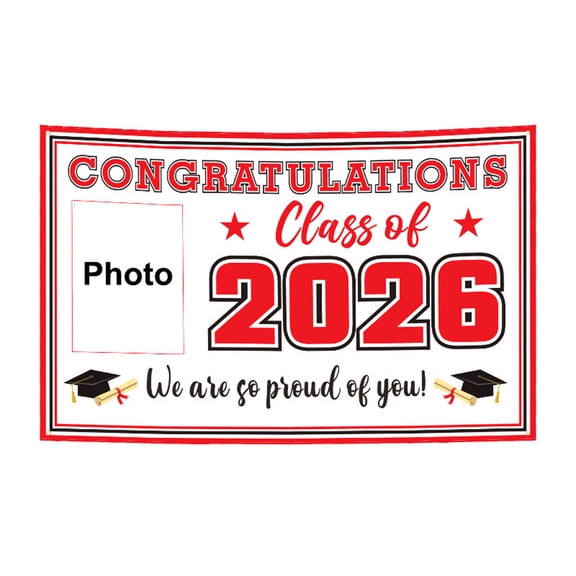 Lume Wear Congratulations on Graduation Background a Red 2026 Graduation Party Background. A Photography Backdrop for Pictures And Video Shoots