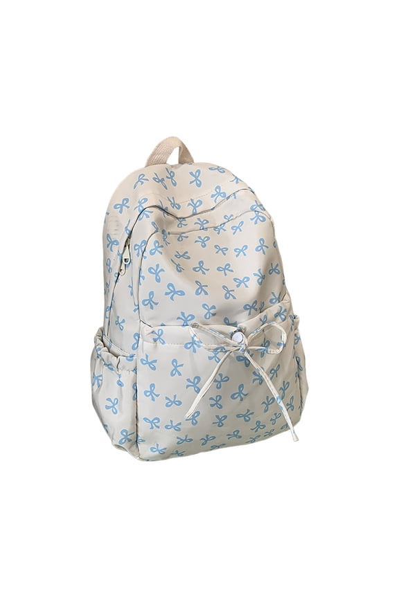 Cute Preppy Bow Backpack a Girly Aesthetic Daypack for Travel and Daily Use. A Small Makeup Bag Included for Commute and Leisure