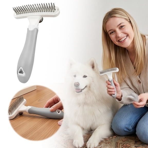 Lume Wear Double-Sided Undercoat Rake for Dogs and Cats, Stainless Steel Dematting Comb Deshedding Tool Effectively Removes Loose , Mats and Tangles, Reduces Shedding for Long & Short Haired Pets
