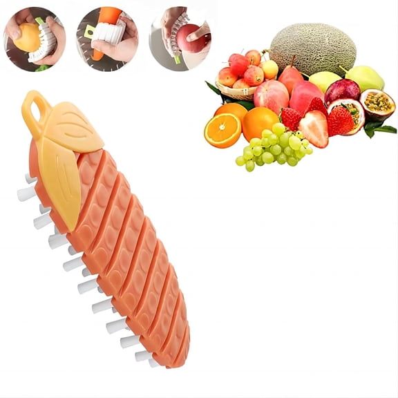 Lume Wear Finger Silicone Fruit and Vegetable Cleaning Brush a Bendable Veggie Scrubber with Carrot Pattern Design. A Flexible Brush for Food Produce and Kitchen Utensils