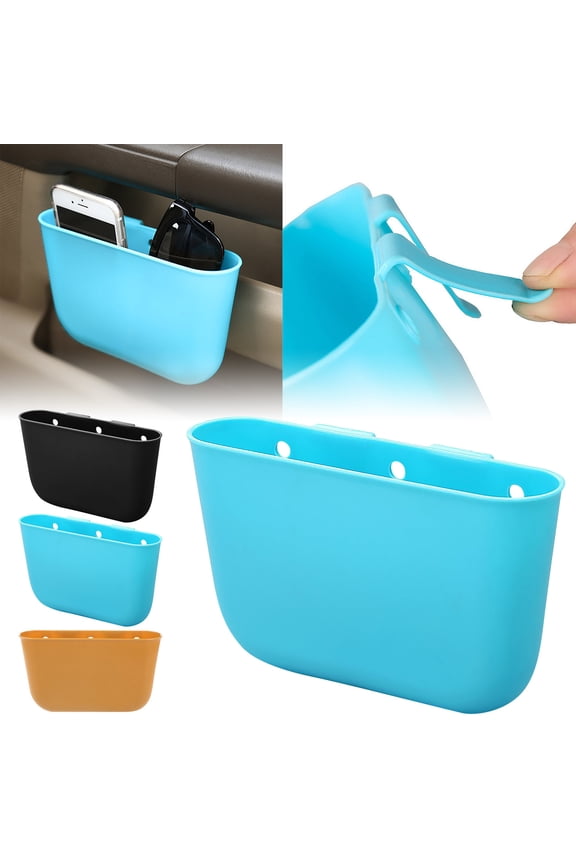Hanging Car Can with Clip a Universal Car Door Pocket Garbage Container. A Portable Car Waste Bin That Doubles as An Organizer Holder for Wallet Cell Phone And Small Items
