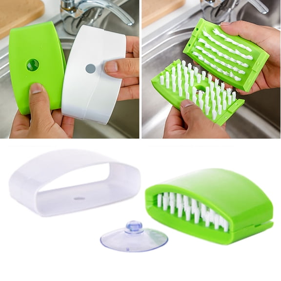 Lume Wear Heavy Duty Kitchen Cleaning Brush with Suction Cup a Multipurpose Fork Chopsticks and Melon Fruit Scrubber. A Vegetable Cleaner with Non Suction Base for Sink Storage