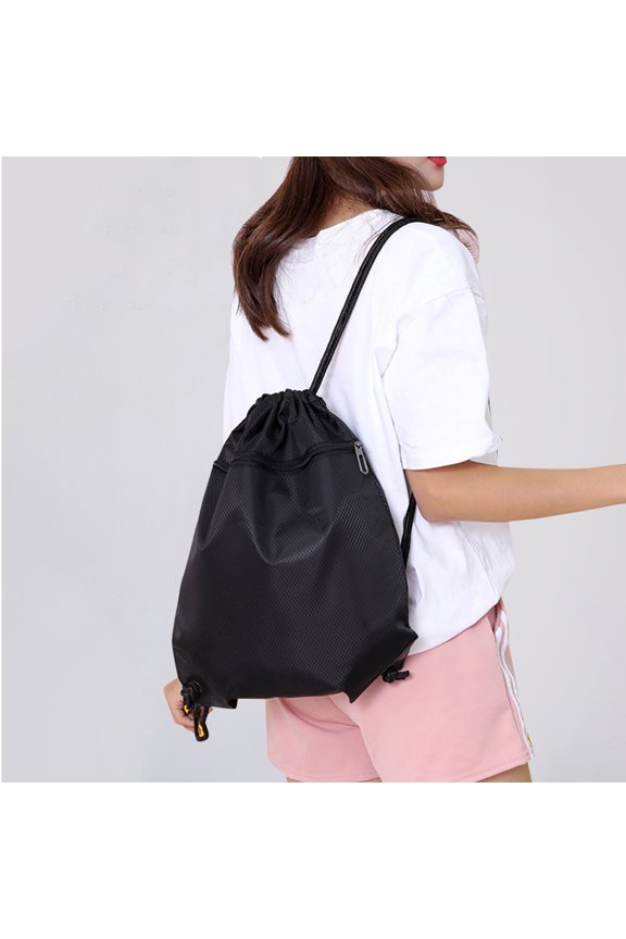 Large Capacity Drawstring Backpack a Lightweight Sports Sack with Front Zipper Pocket and Inner Pocket. A Durable String Bag for Gym Beach Travel and Outdoor Activities