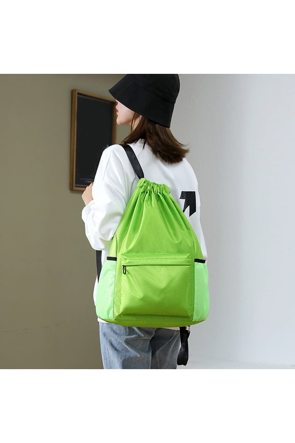 Large Capacity Drawstring Backpack with Side Water Bottle Pocket a Lightweight Sport Sack for Gym and Travel. A Water Resistant String Bag with Zipper Pocket for Shoes Clothes and Gear