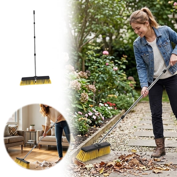 Lume Wear Long Handle Heavy Duty Floor Scrubber a Stiff Bristle Cleaning Brush for Tile Grout Patio Bathroom and Kitchen