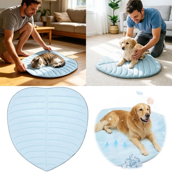 Lume Wear Self-Cooling Gel Ice Mat for Cats and Dogs, Portable Chill Pad for Summer Comfort and Temperature Regulation, Easy Clean Cover for Indoor Use Sky Blue 150cm