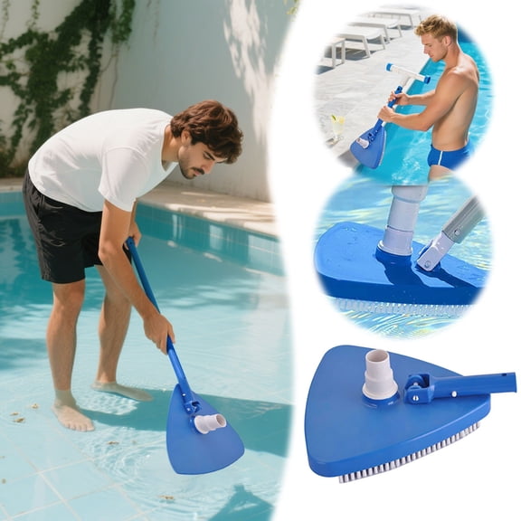 Lume Wear Triangular Pool Cleaning Brush with Detachable Head for Algae and Stain Removal on Walls and Floors. A 15 Inch Wide Swimming Pool Scrubber with Heavy Duty Wire Bristles for Concrete