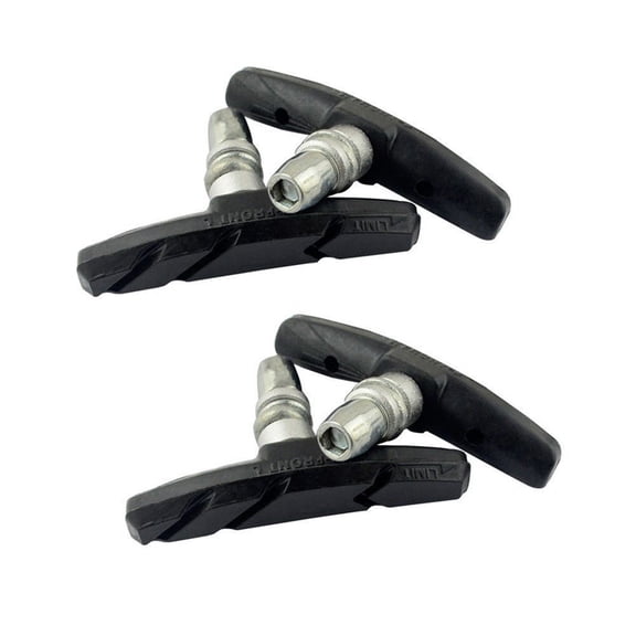 Lume Wear V Brake Pads 2 Pairs a Durable Rubber Bicycle Brake Shoe Set for Mountain And Road Bikes. A Complete Replacement Kit with Hex Nuts and Spacers for Front and Rear V Brakes