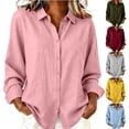 thumbnail image 1 of Lume Wear Women's Long-Sleeve Button Shirt Collar Dressy Casual Shirts Cute Loose Fit Work Blouse Cotton Linen Tunics Tops S&RD2, 1 of 4