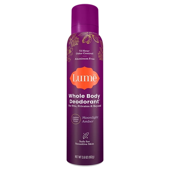 Lume Whole Body Aluminum Free Deodorant Spray, Moonlight Amber, 3.6 oz