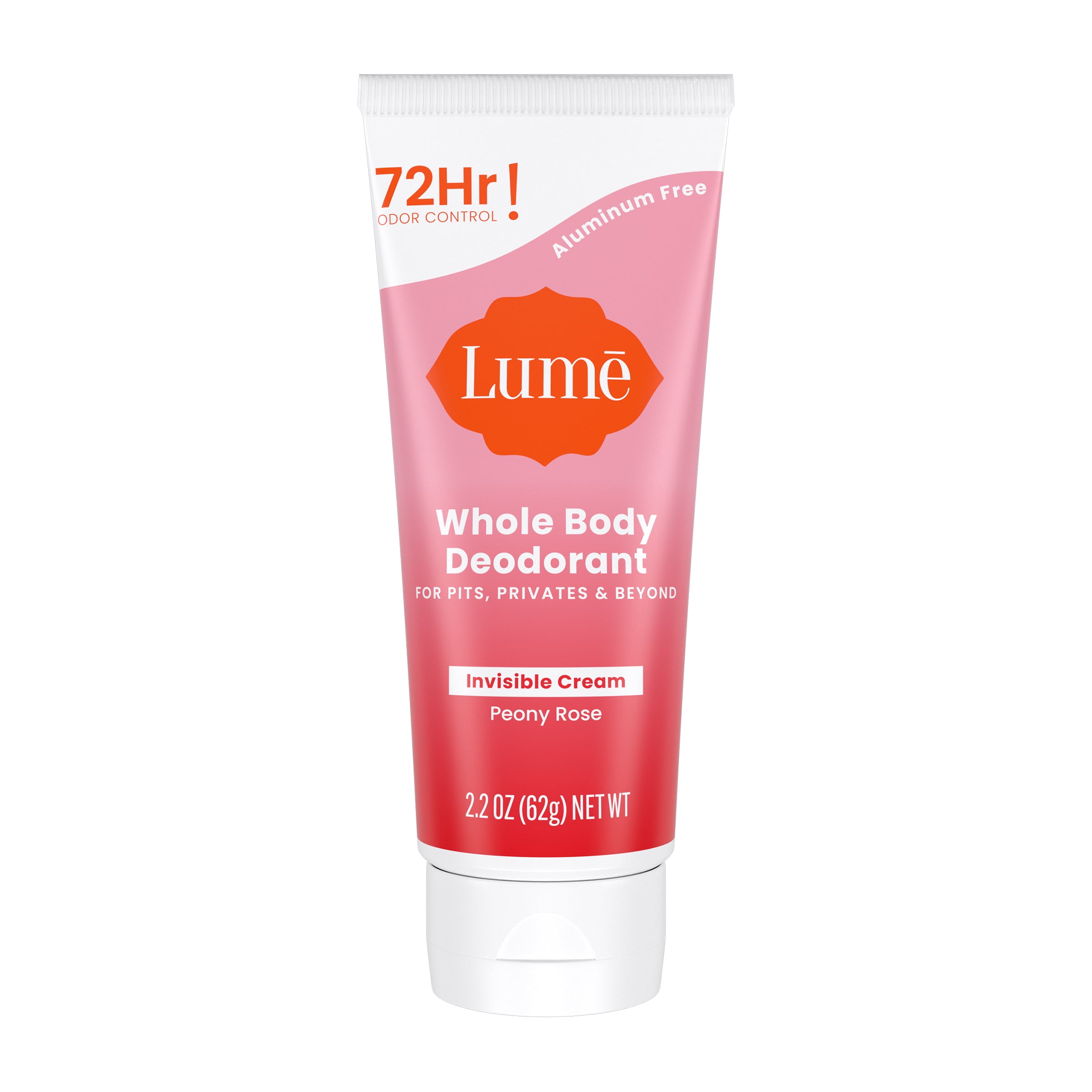 Lume Whole Body Deodorant - Invisible Cream - Aluminum Free - Peony Rose -  2.2oz Tube