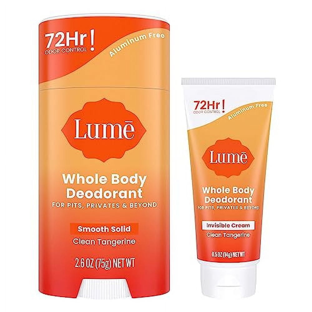 Lume Whole Body Deodorant Invisible Cream Tube Mini and Solid Stick
