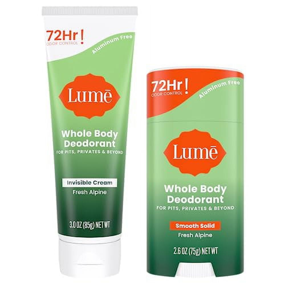 Lume Whole Body Deodorant - Invisible Cream Tube and Solid Stick - 72 ...