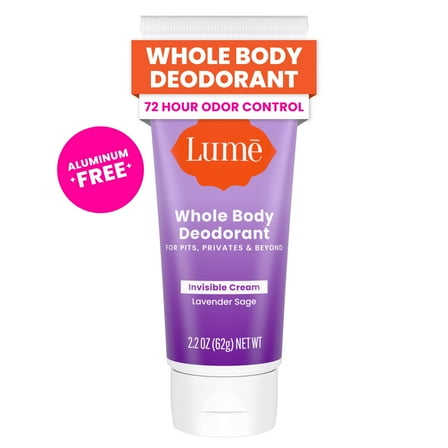 Lume Whole Body Women’s Deodorant - Invisible Cream - Aluminum Free - Lavender Sage - 2.2oz Tube