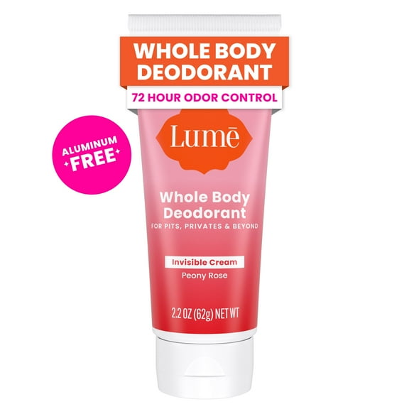 Lume Whole Body Women's Deodorant - Invisible Cream - Aluminum Free - Peony Rose - 2.2oz Tube