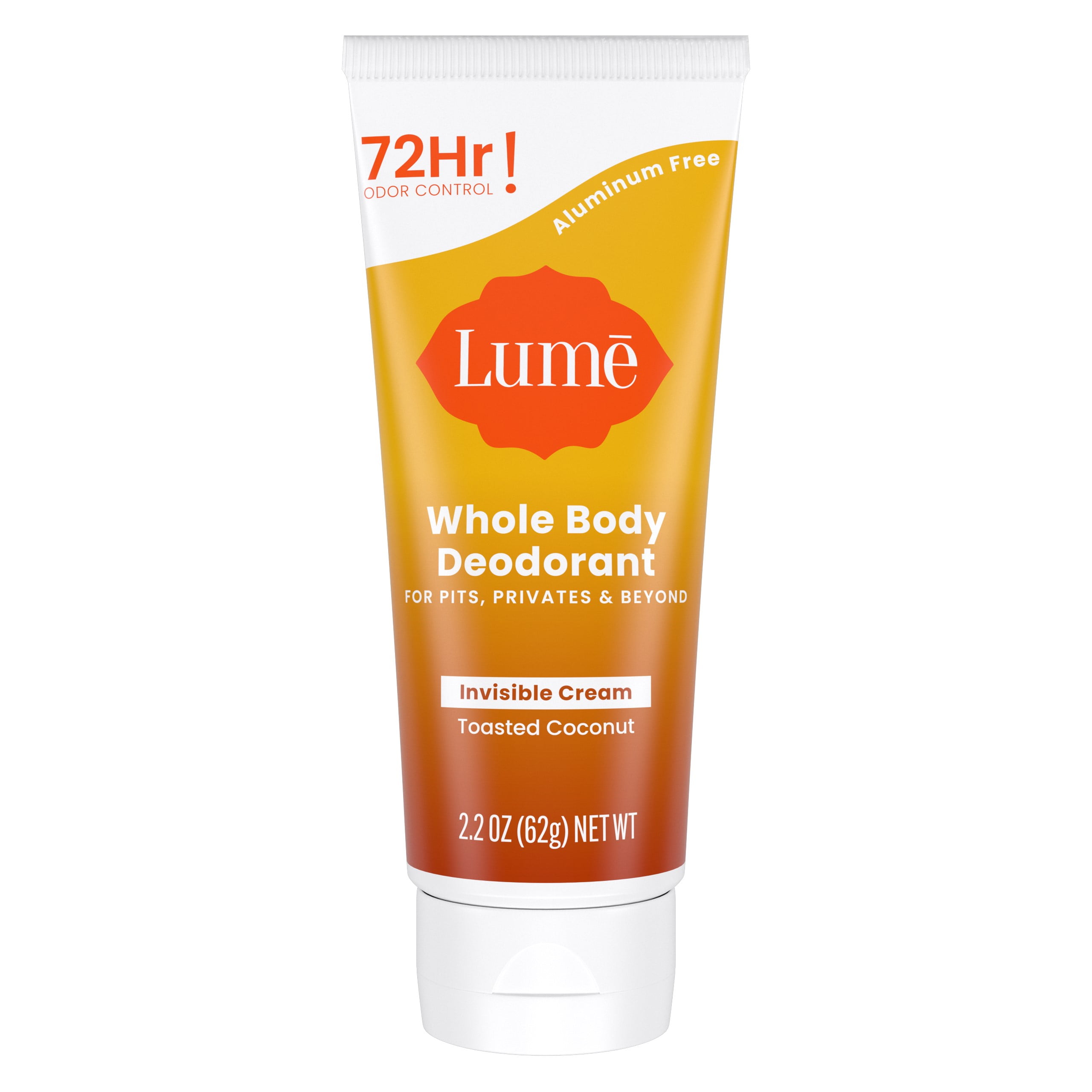 Lume Whole Body Womens Deodorant - Invisible Cream - Aluminum Free - Toasted Coconut - 2.2oz Tube