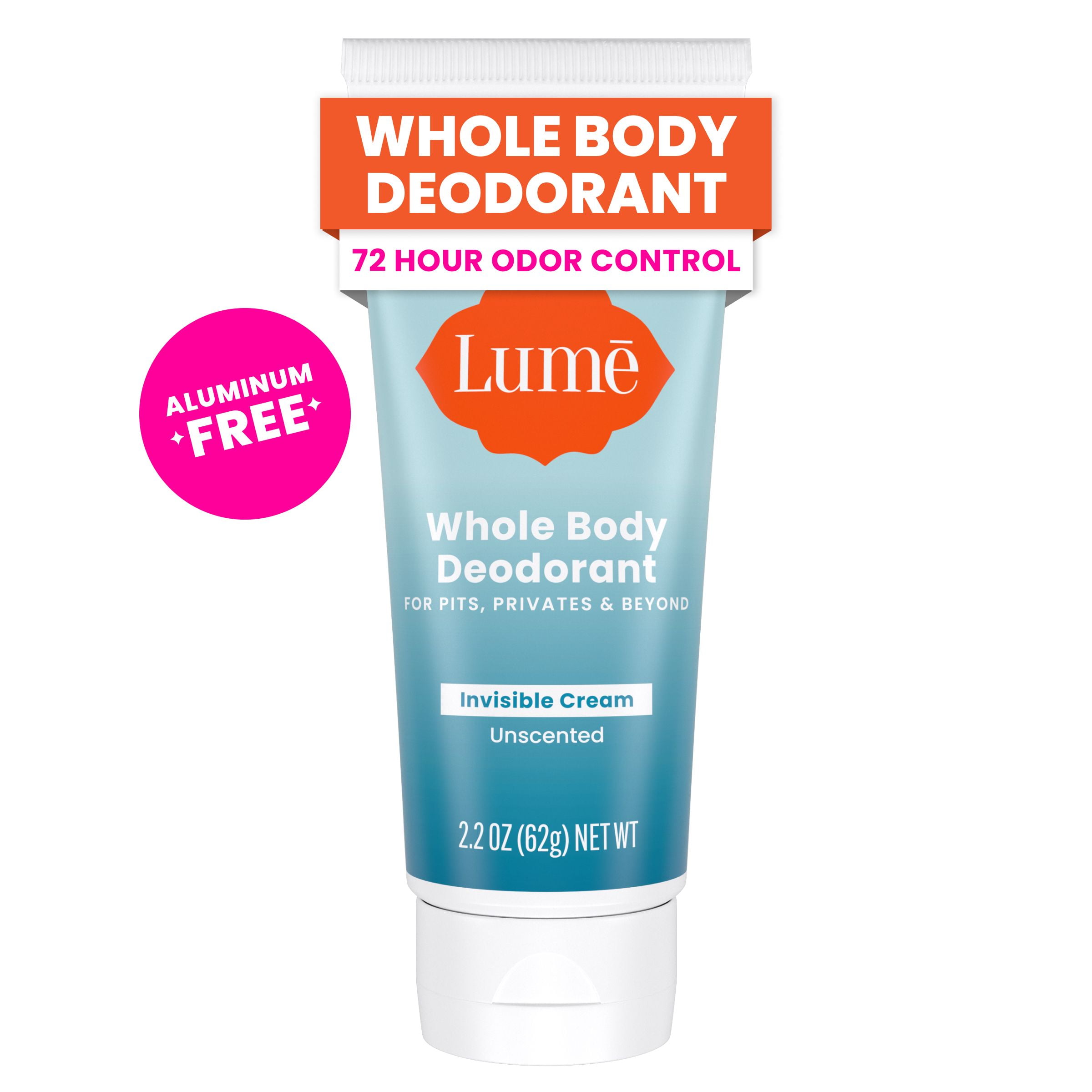 Lume Whole Body Womens Deodorant - Invisible Cream - Aluminum Free - Unscented - 2.2oz Tube