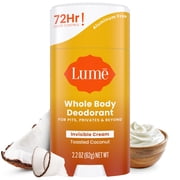 Lume Whole Body Women s Deodorant - Invisible Cream Stick - Aluminum Free - Toasted Coconut - 2.2oz