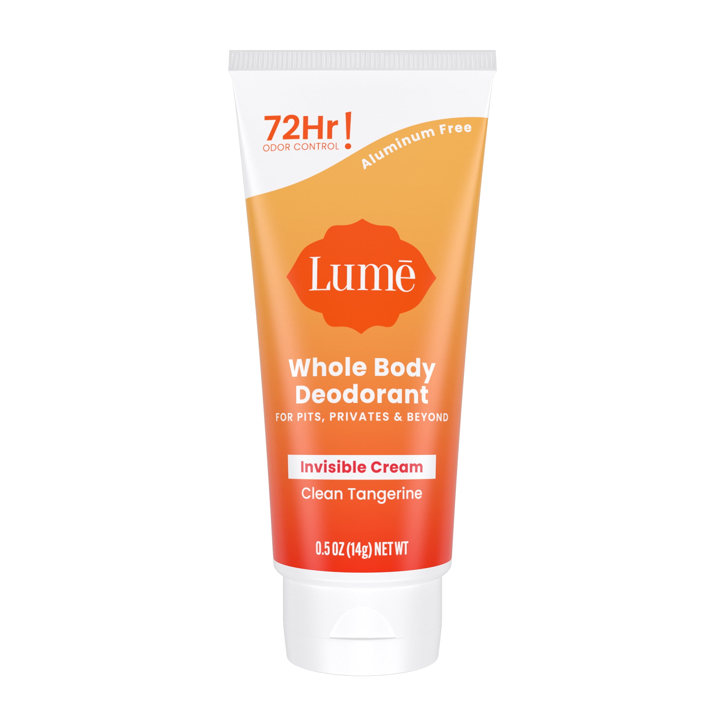 Lume Whole Body Womens Deodorant - Mini Invisible Cream Aluminum Free - Clean Tangerine - .5oz Tube