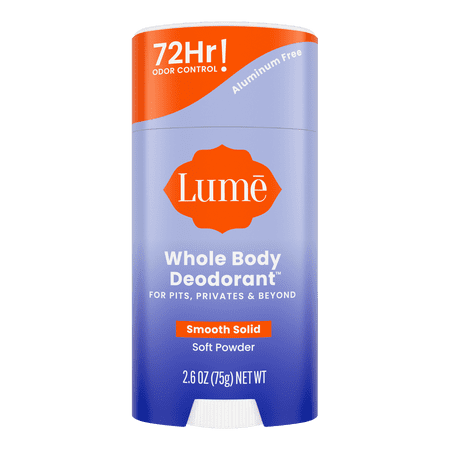 Lume Whole Body Aluminum Free Deodorant Stick, Soft Powder, 2.6 oz