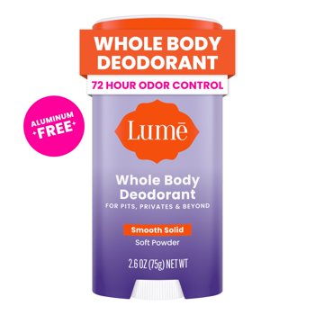 Lume Whole Body Aluminum Free Deodorant Stick, Soft Powder, 2.6 oz