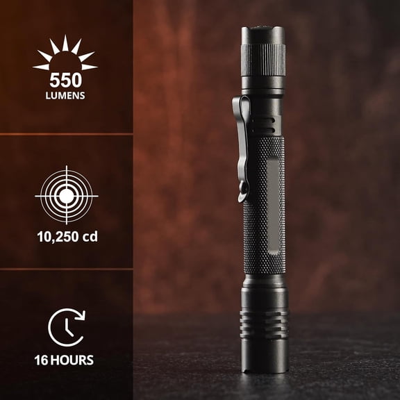 Lumen Multi-Fuel Personal Carry Tactical Flashlight with USB-C Rechargeable Battery, Black