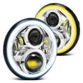 thumbnail image 1 of Lumen SB7HLG201D-CHR - 7" Round Chrome Projector LED Headlights with Switchback Halo, 1 of 3