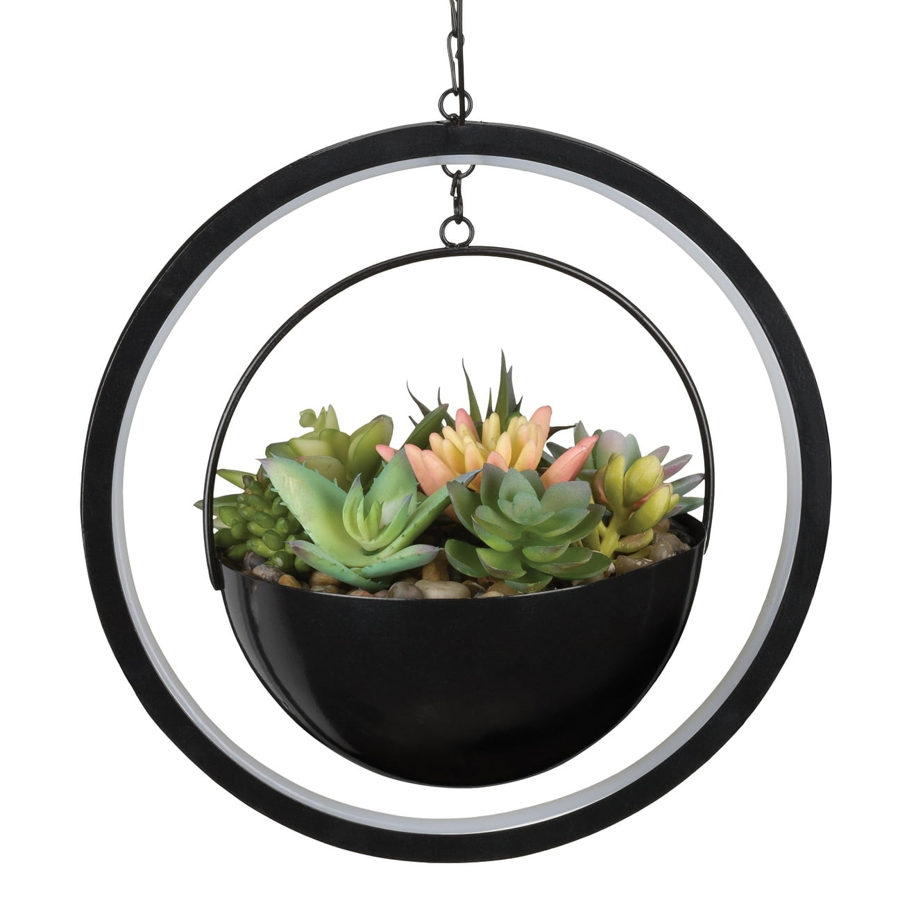 Multicolored Faux Succulent Solar Lantern with LED Light