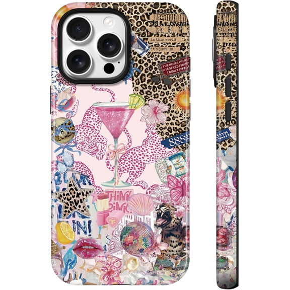 Lumen for iPhone 15 Pro Max Case, Compatible with Magsafe, Hard Shell Cover with Camera Protection for Women Girls - Trendy Pink Preppy Collage Leopard Retro Disco Y2K Sorority Aesthetic Artsy Design