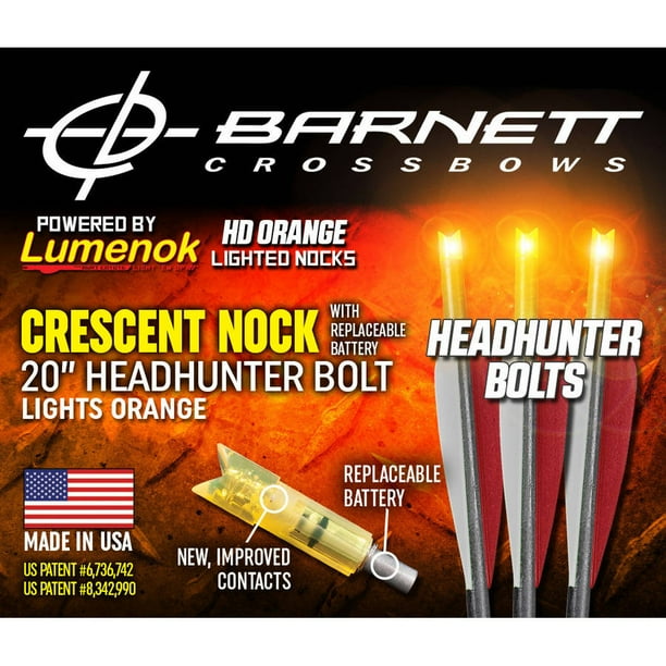 Lumenok Crossbow Bolts with Moon Nock, 3pk