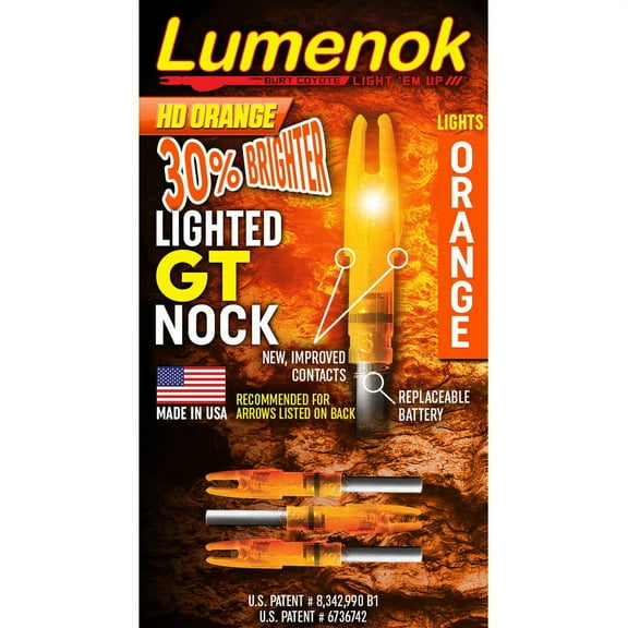 Lumenok GT Lighted Arrow Nock Orange 3PK