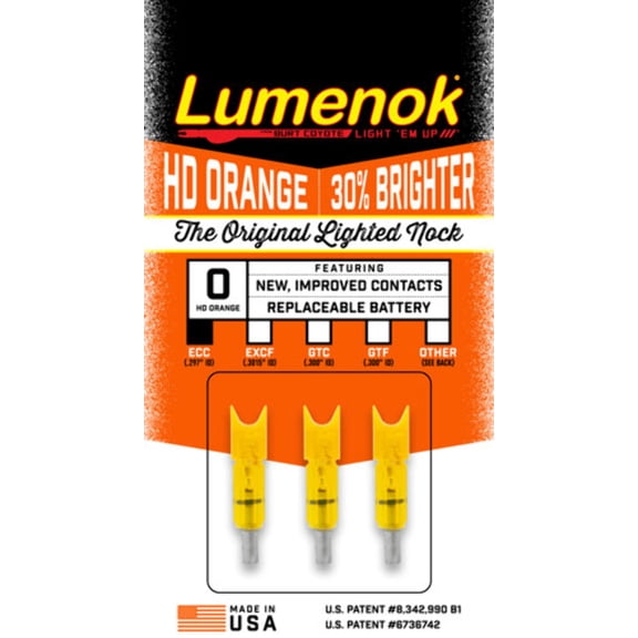 Lumenok Easton/Beman Carbon Lighted Crossbow Nock Crescent Orange 3PK
