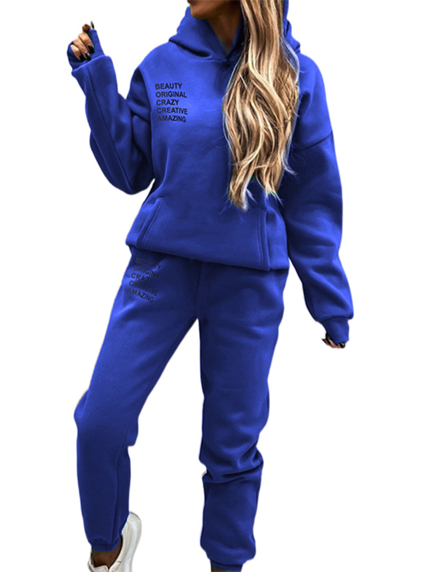 Lumento Sweatsuit Set for Women 2 Piece Sweatshirt & Sweatpants Hoodie  Tracksuits Sportswear with Pocket