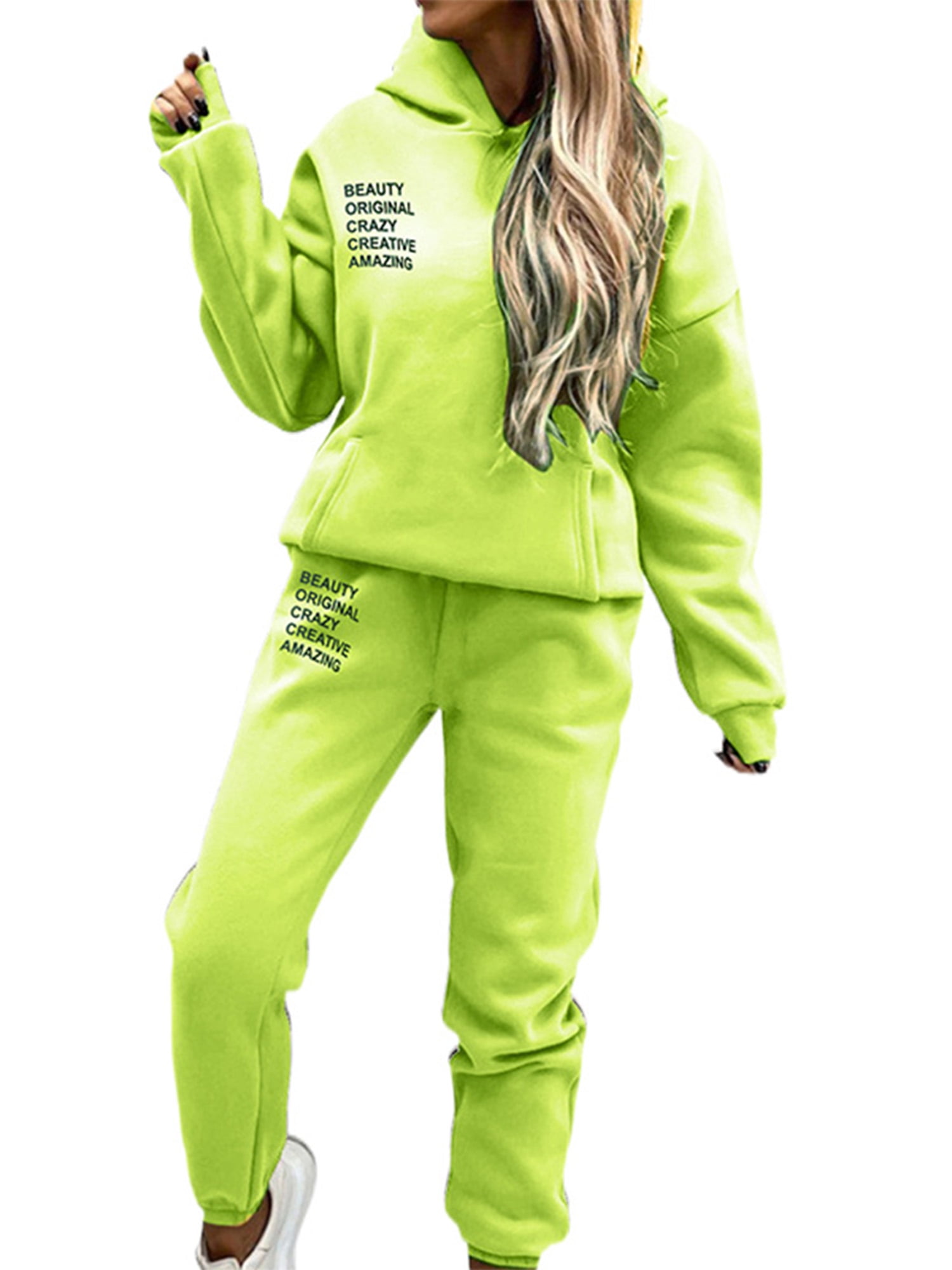 Lumento 2 Piece Sweatsuits Set for Women Winter Fleece Hoodies